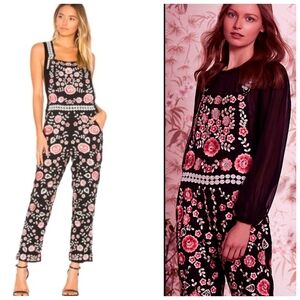 Needle & Thread Flower Foliage Overalls Jumpsuit XS - Embroidered Beaded Floral